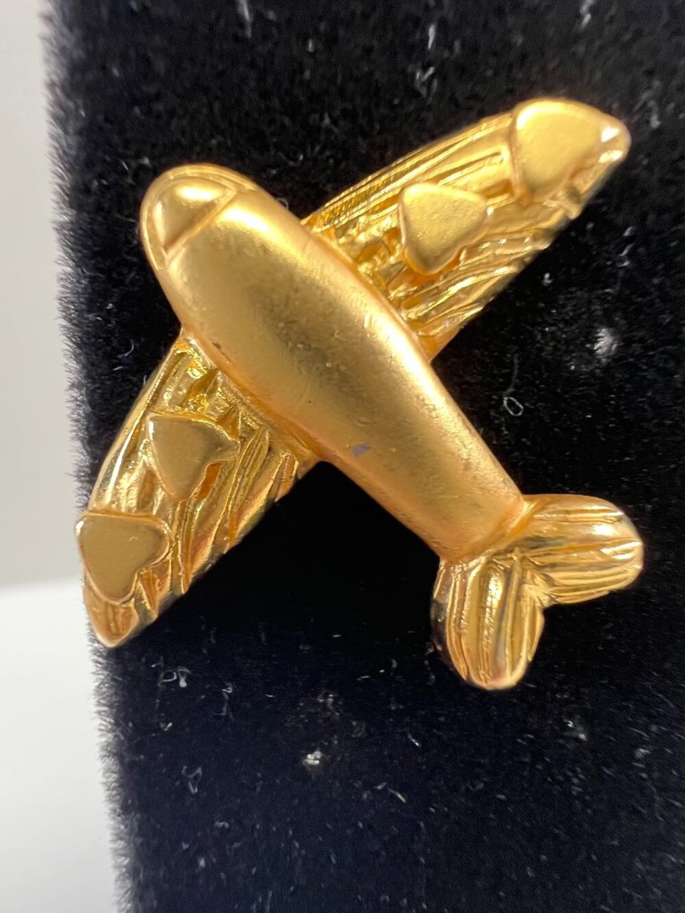 Gold Tone Airplane Lapel Pin Aviation Plane Pilot Travel Brooch Vintage Style